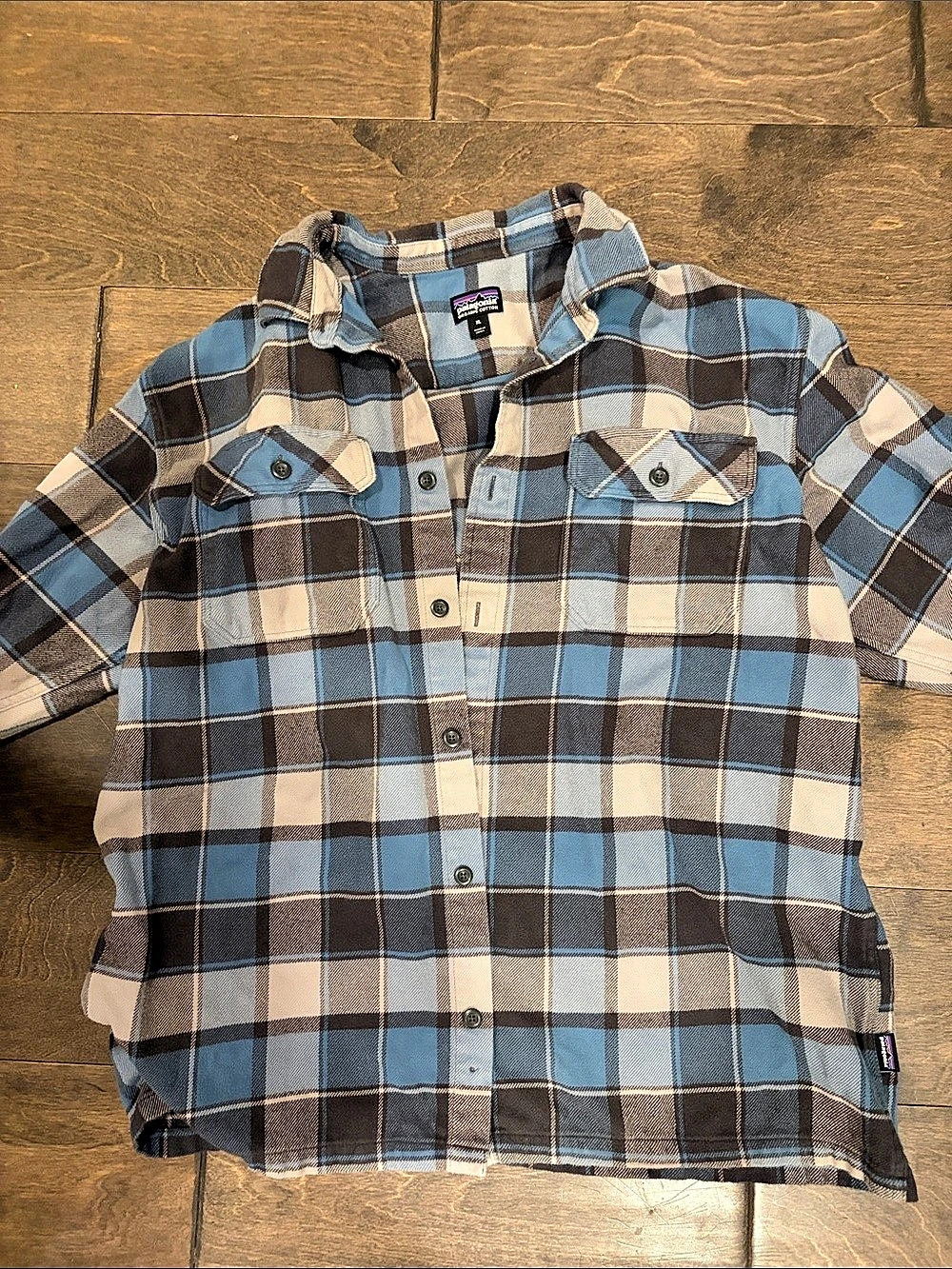 Patagonia Men's Long-Sleeved Fjord Flannel Shirt Blue & Brown XL